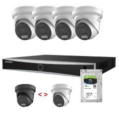 Voordelig en goed Hikvision 4 x 4MP Smart Hybrid Colorvu set met 8 kanaals NVR + 2TB